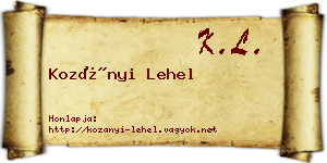 Kozányi Lehel névjegykártya