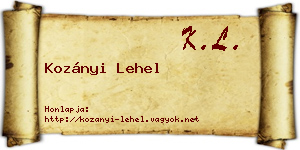 Kozányi Lehel névjegykártya